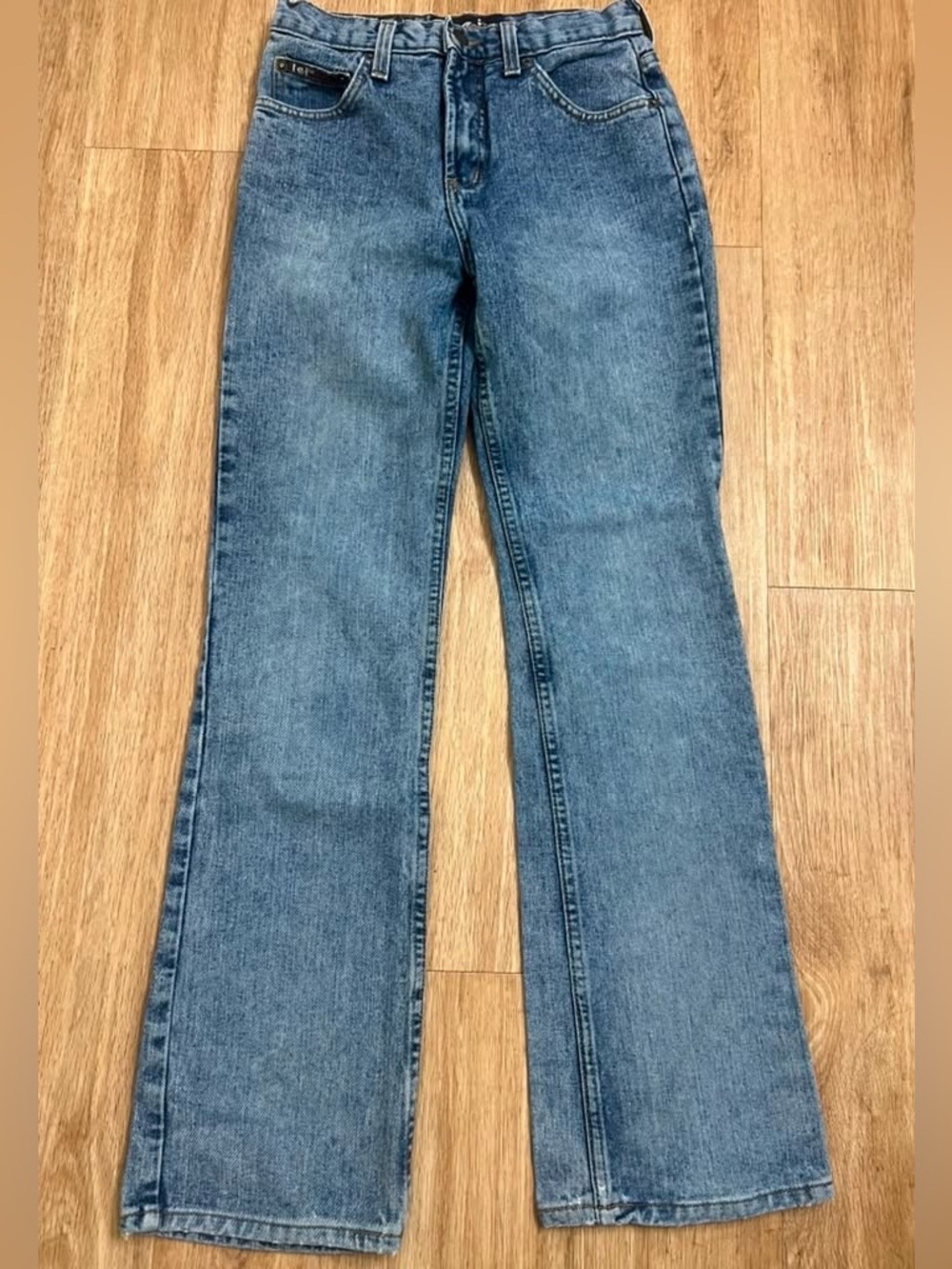 lei Mid-Blue High-Rise Wide-Leg Flare Jeans